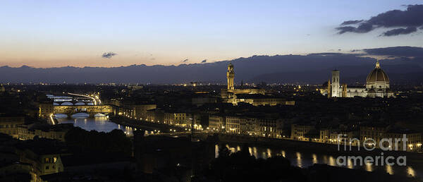 Cityscape Poster featuring the photograph Florence at Night by Alex Dudley