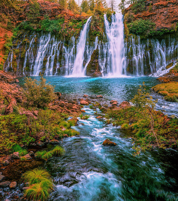 Burney Falls Poster featuring the photograph Burney Falls and Creek by Don Hoekwater Photography