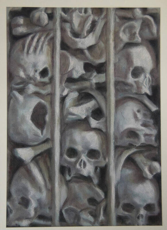 Skull - Vanitas - Memento Mori - Ossuary - Pastel Poster featuring the drawing Ossuary by Paez Antonio