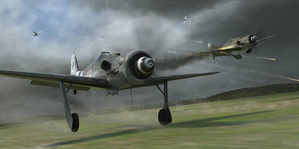 Fw190 Poster featuring the digital art Fw-190 -- Bounced by Robert D Perry