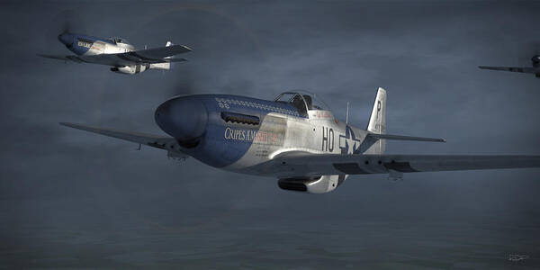 P-51 Poster featuring the digital art P-51 Blue Nosers by Robert D Perry