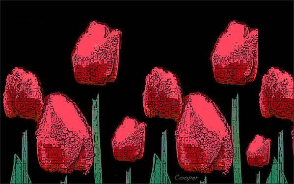 Tulips Red Floral Nature Photography Photo-illustration Abstract Poster featuring the photograph Hot Red Tulips by Peggy Cooper-Hendon