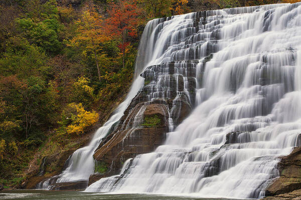 Waterfall Poster featuring the photograph Ithaca Falls in Autumn by Michele Steffey