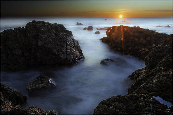 Moss Beach Poster featuring the photograph Moss Beach Sunset by Don Hoekwater Photography