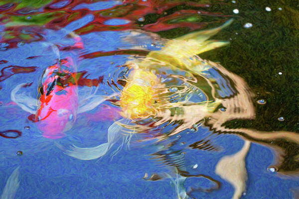 Swirling Emotions Poster featuring the digital art Koi Pond Fish - Swirling Emotions - by Omaste Witkowski by Omaste Witkowski