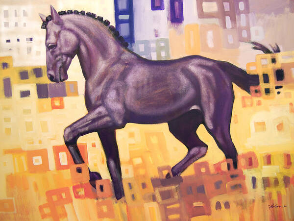 Horse Poster featuring the painting Black Horse by Farhan Abouassali