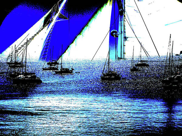 Sailing Poster featuring the digital art Sail Harbor by Dan Podsobinski