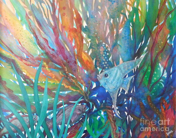 Ribbon Winner - Vibrant Rainbow Colors Poster featuring the painting Rainbow Reef by Joan Clear