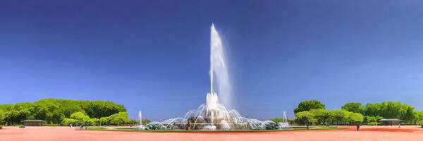 Buckingham Fountain Poster featuring the painting Chicago Buckingham Fountain Panorama by Christopher Arndt