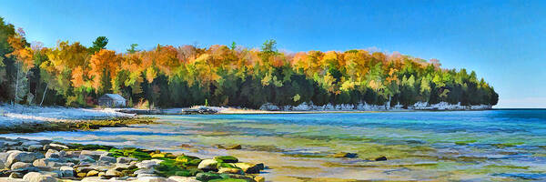 Door County Poster featuring the painting Door County Wisconsin Bay Panorama by Christopher Arndt