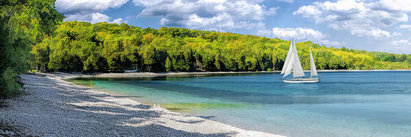 Door County Poster featuring the painting Schoolhouse Beach Panorama on Washington Island Door County by Christopher Arndt