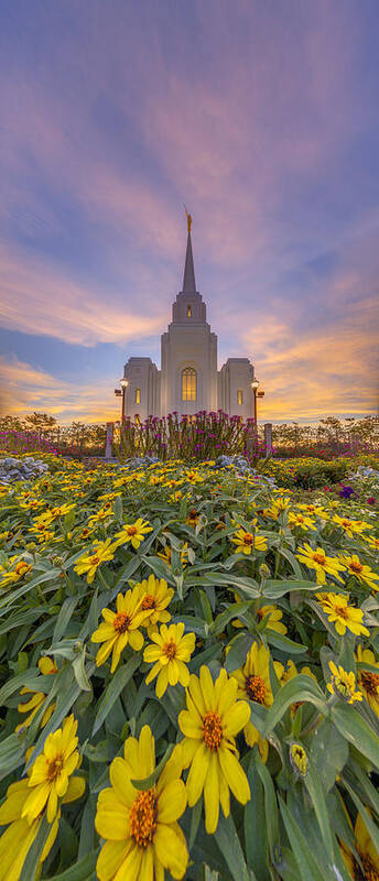 Utah Poster featuring the photograph Brigham City Temple Vertical Panorama by Dustin LeFevre