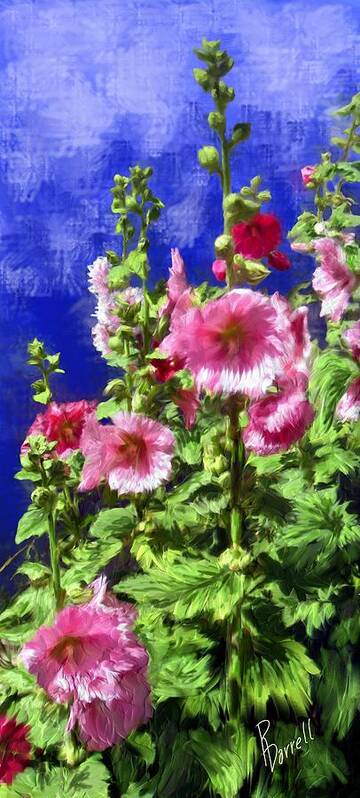 Hollyhock Poster featuring the digital art Hollyhock Haven by Ric Darrell