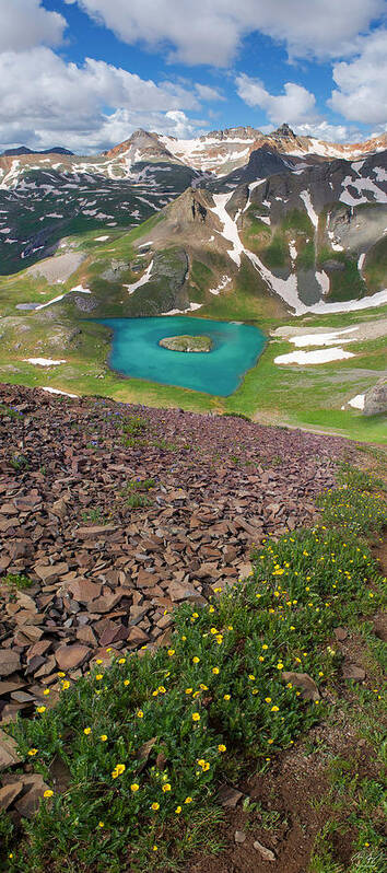 Vertical Poster featuring the photograph Island Lake Vertical Panorama by Aaron Spong