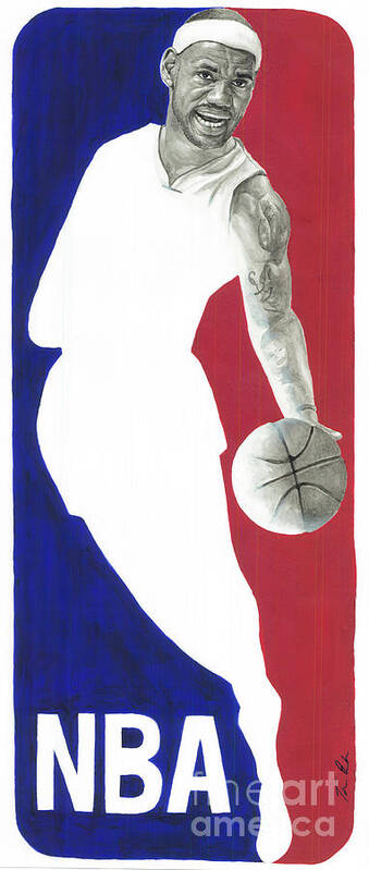 Lebron James Poster featuring the painting Lebron NBA Logo by Tamir Barkan