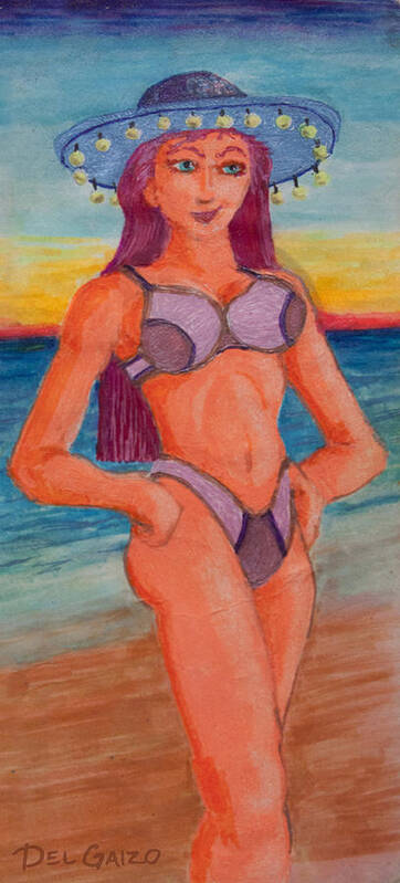 Beach Poster featuring the drawing Neon Minx by Del Gaizo