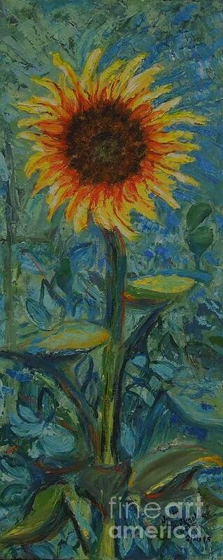 Sunflower Poster featuring the painting One Sunflower - Sold by Judith Espinoza