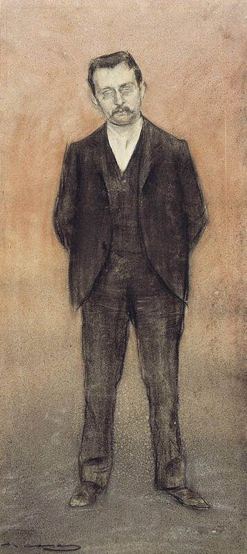 Ramon Casas Poster featuring the drawing Portrait of Enric Prat de la Riba by Ramon Casas