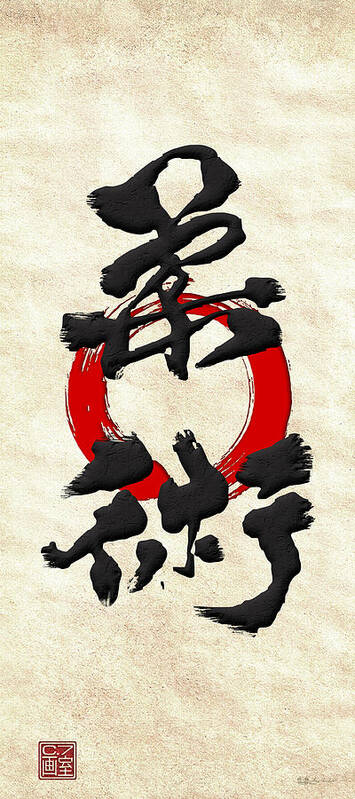 japanese Calligraphy By Serge Averbukh Poster featuring the photograph Japanese Kanji Calligraphy - Jujutsu #1 by Serge Averbukh