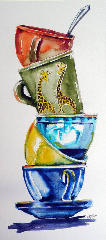 Cups Poster featuring the painting Cups by Kovacs Anna Brigitta