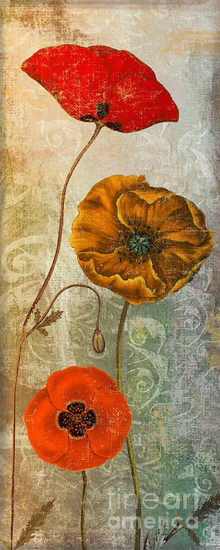 Poppies Poster featuring the painting Dancing Poppies II by Mindy Sommers