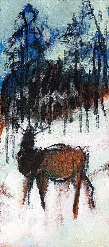 Painting Poster featuring the painting Elk by Les Leffingwell