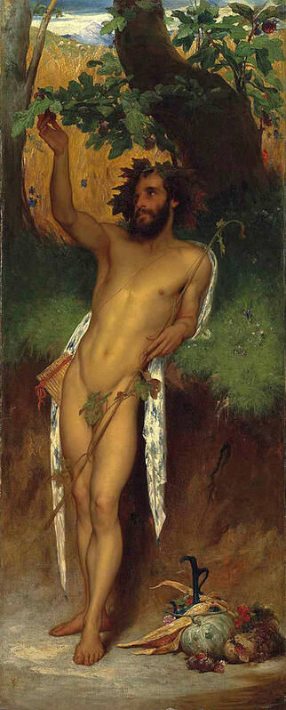 Frederic Leighton Poster featuring the painting Pan by Frederic Leighton