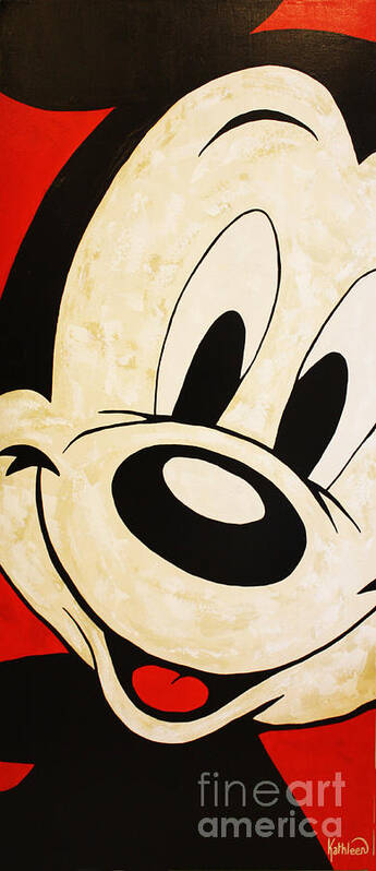 Mickey Mouse Poster featuring the painting MICKEY MOUSE Face, Acrylic Painting by Kathleen Artist by Kathleen Artist PRO