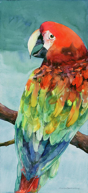 Parrot Poster featuring the painting Parrot by Annelein Beukenkamp