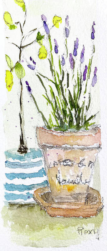 Lemons Poster featuring the painting Lemon Tree and Lavender by Roxy Rich
