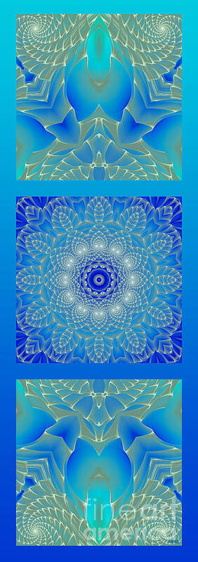 Hanza Turgul Poster featuring the digital art Blue Space Flower by Hanza Turgul