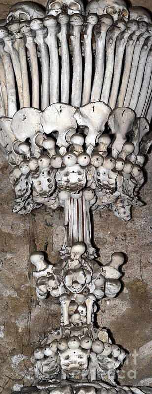 Ossuary Poster featuring the photograph Column From Human Bones And Sku by Michal Boubin