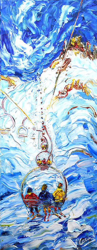 Tignes Poster featuring the painting 3 On A Chair by Pete Caswell