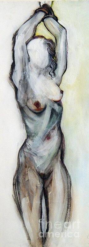 Erotic Art Poster featuring the painting Beth Hanging - female nude by Carolyn Weltman