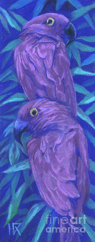 Parrot Poster featuring the painting Purple Parrots by Julia Khoroshikh