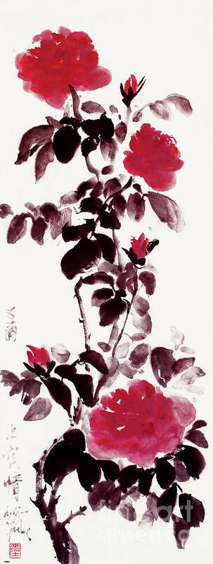 Rose Poster featuring the painting Roses, Delicate Beauty And Fragrance by Nadja Van Ghelue