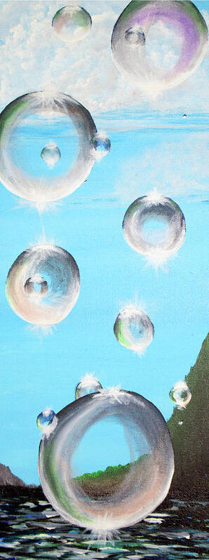 Blue Poster featuring the painting Bubbles 1 by Medea Ioseliani