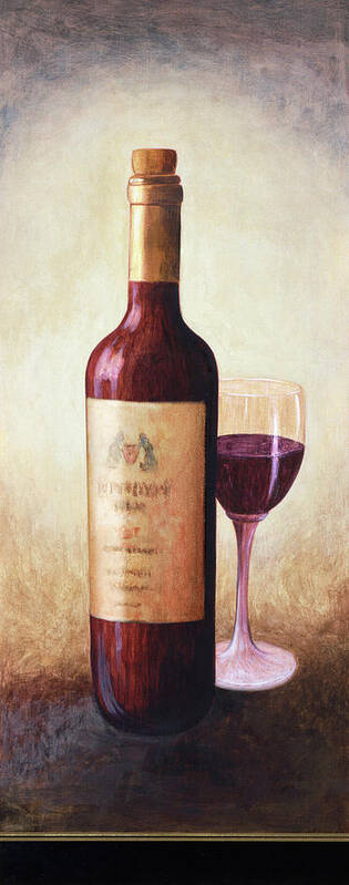 A Bottle Of Red And A Glass
Wine Poster featuring the mixed media Pe 21-1-6 by Pablo Esteban