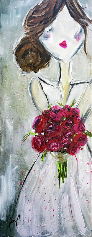 Bride Poster featuring the painting Blushing Bride by Roxy Rich