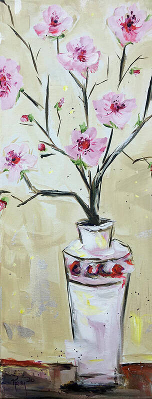 Cherry Blossoms Poster featuring the painting Cherry Blossom Stems by Roxy Rich