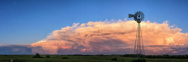 America Poster featuring the photograph Kansas Storm and Windmill by Scott Bean