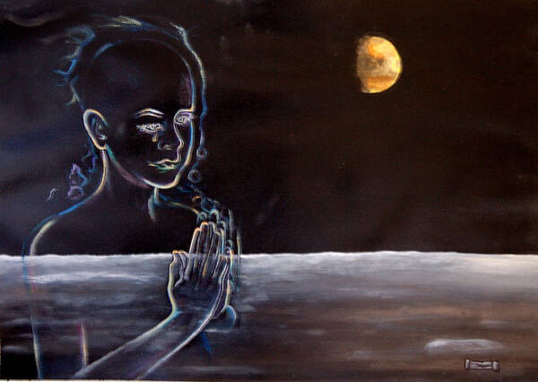 Moon Poster featuring the painting Human Spirit Moonscape by Susan Moore