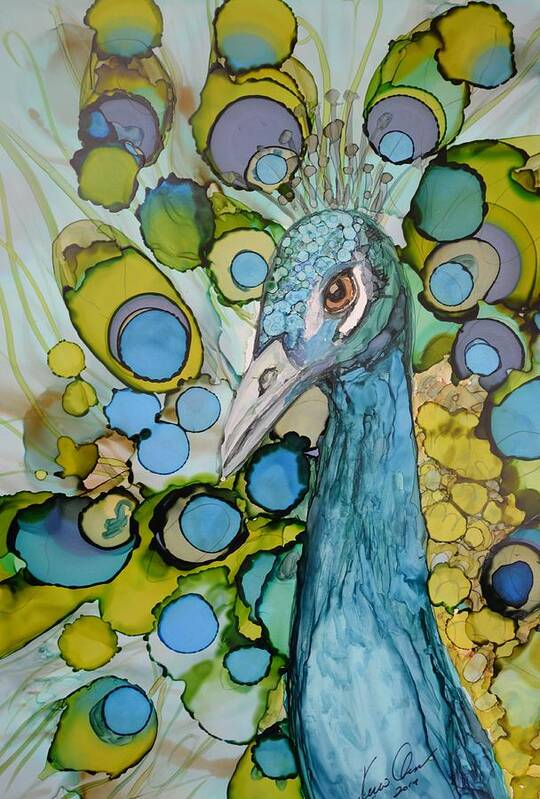 Peacock Poster featuring the painting Renewal by Kellie Chasse