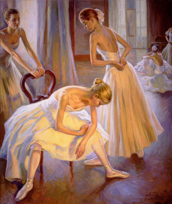 Ballett Painting Poster featuring the painting Resting dancers by Serguei Zlenko