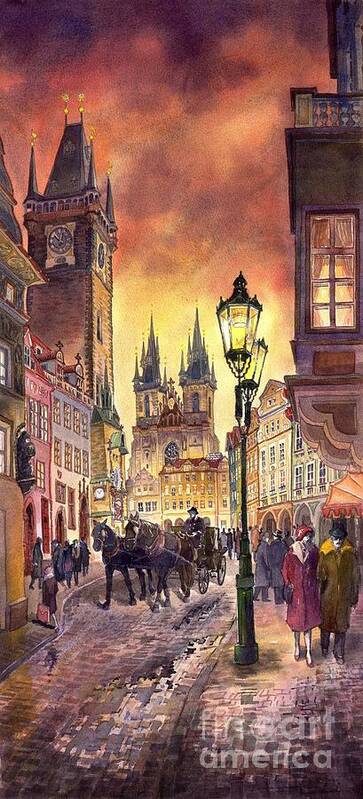 Cityscape Poster featuring the painting Prague Old Town Squere by Yuriy Shevchuk