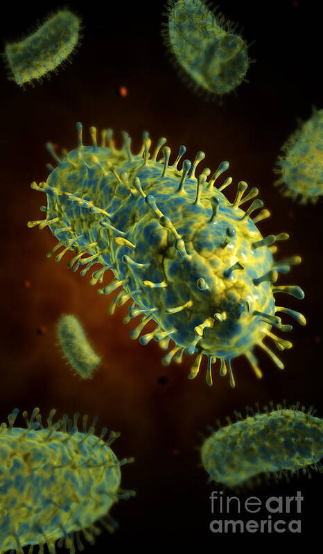 Vertical Poster featuring the digital art Conceptual Image Of Rabies Virus #1 by Stocktrek Images