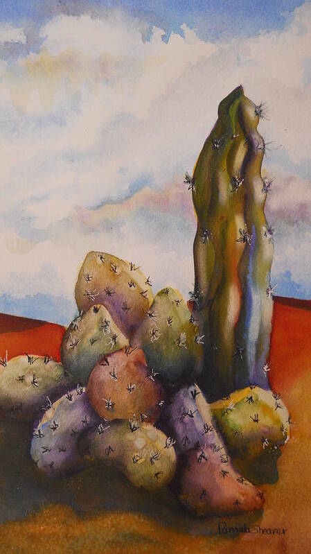 Cactus Poster featuring the painting Contemporary Cactus #1 by Pamela Shearer