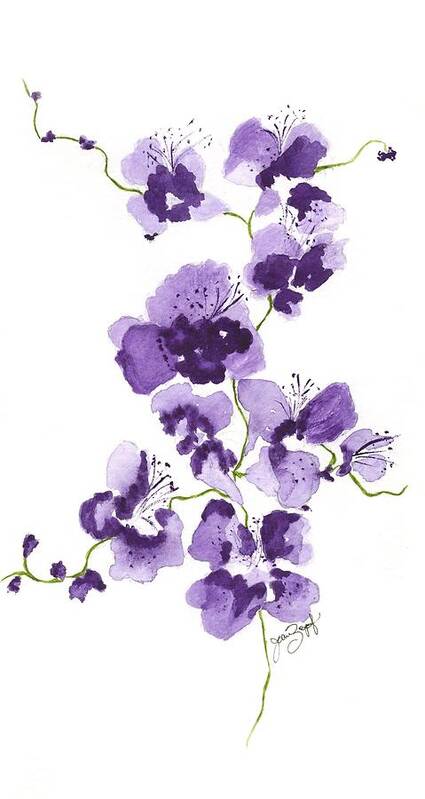 Pansies Poster featuring the painting Purple Flowers #1 by Joan Zepf