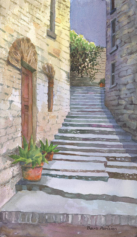Assisi Poster featuring the painting Assisi Steps by Barbara Parisien