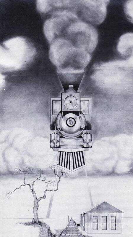 Train Poster featuring the drawing Engine No. 5 by David Neace CPX